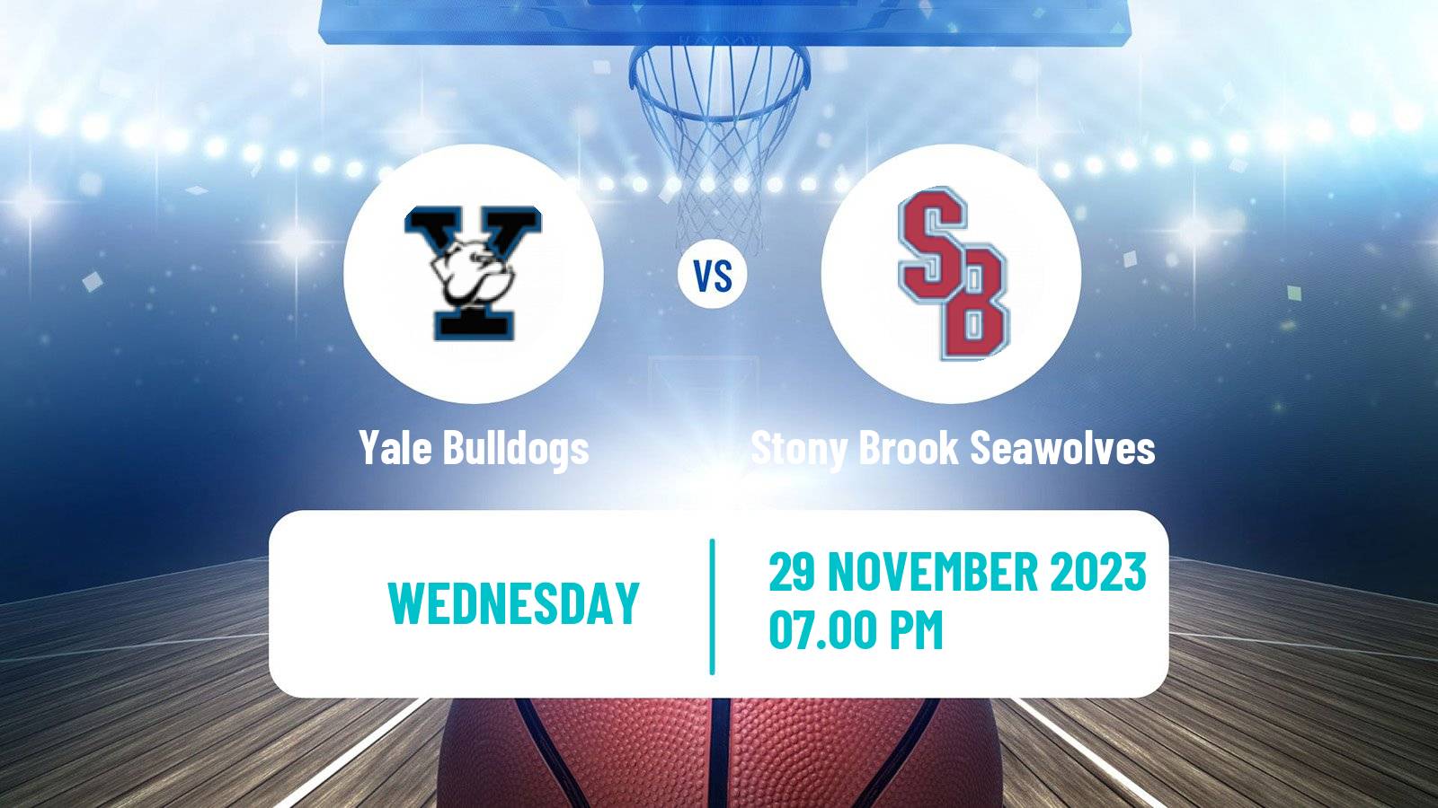 Basketball NCAA College Basketball Yale Bulldogs - Stony Brook Seawolves