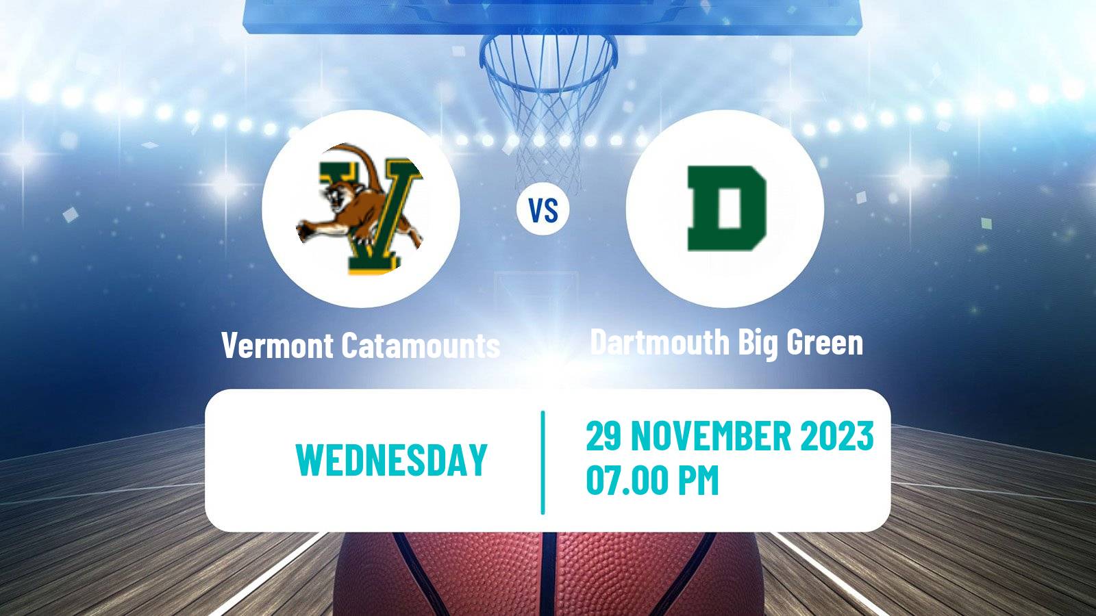 Basketball NCAA College Basketball Vermont Catamounts - Dartmouth Big Green