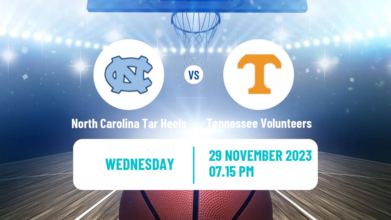 Basketball NCAA College Basketball North Carolina Tar Heels - Tennessee Volunteers