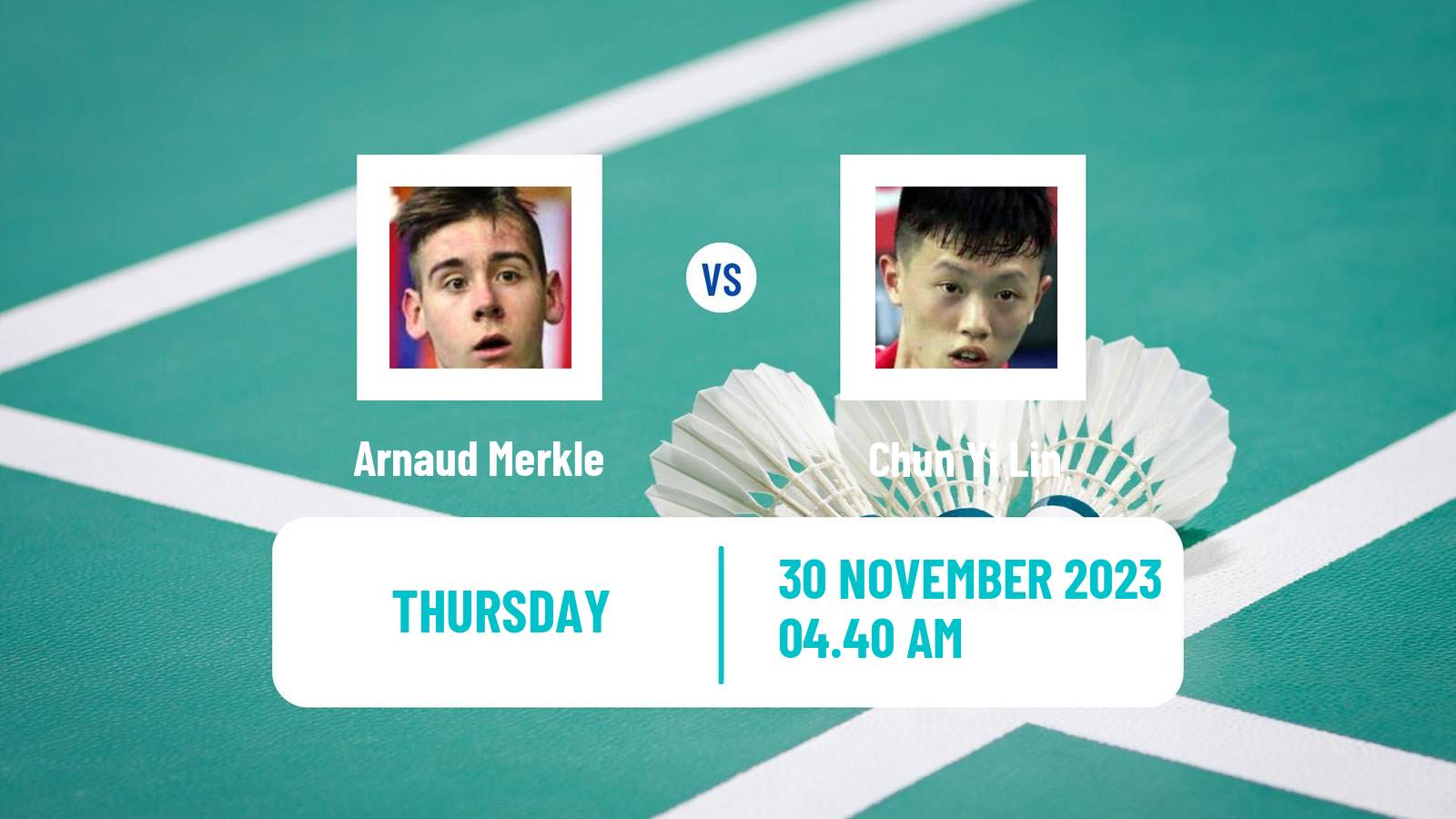Badminton BWF World Tour Syed Modi International Championships Men Arnaud Merkle - Chun Yi Lin