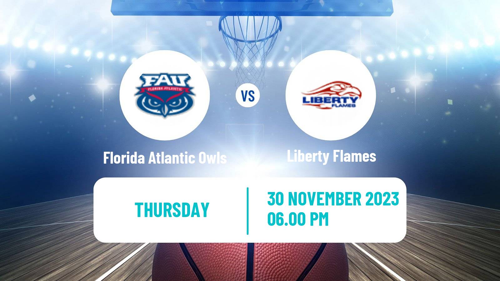 Basketball NCAA College Basketball Florida Atlantic Owls - Liberty Flames