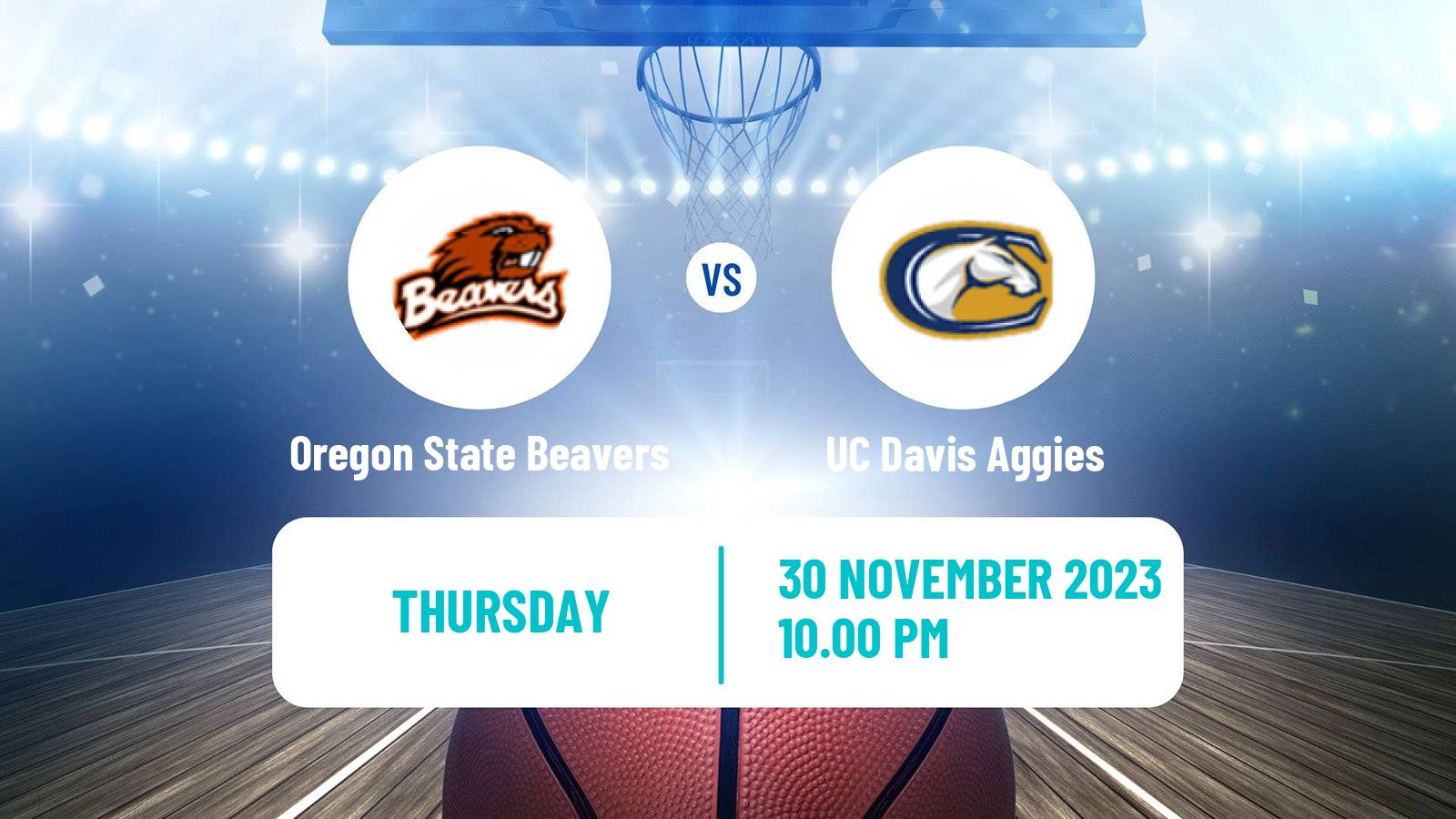 Basketball NCAA College Basketball Oregon State Beavers - UC Davis Aggies
