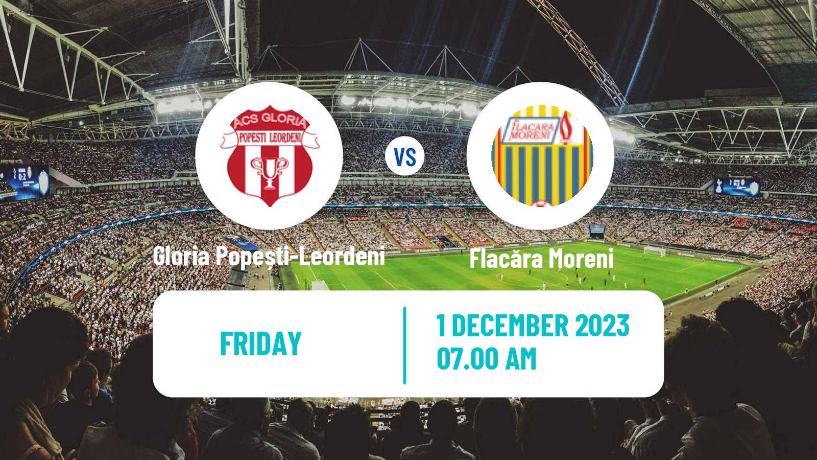 Soccer Romanian Liga 3 - Seria 4 Gloria Popești-Leordeni - Flacăra Moreni