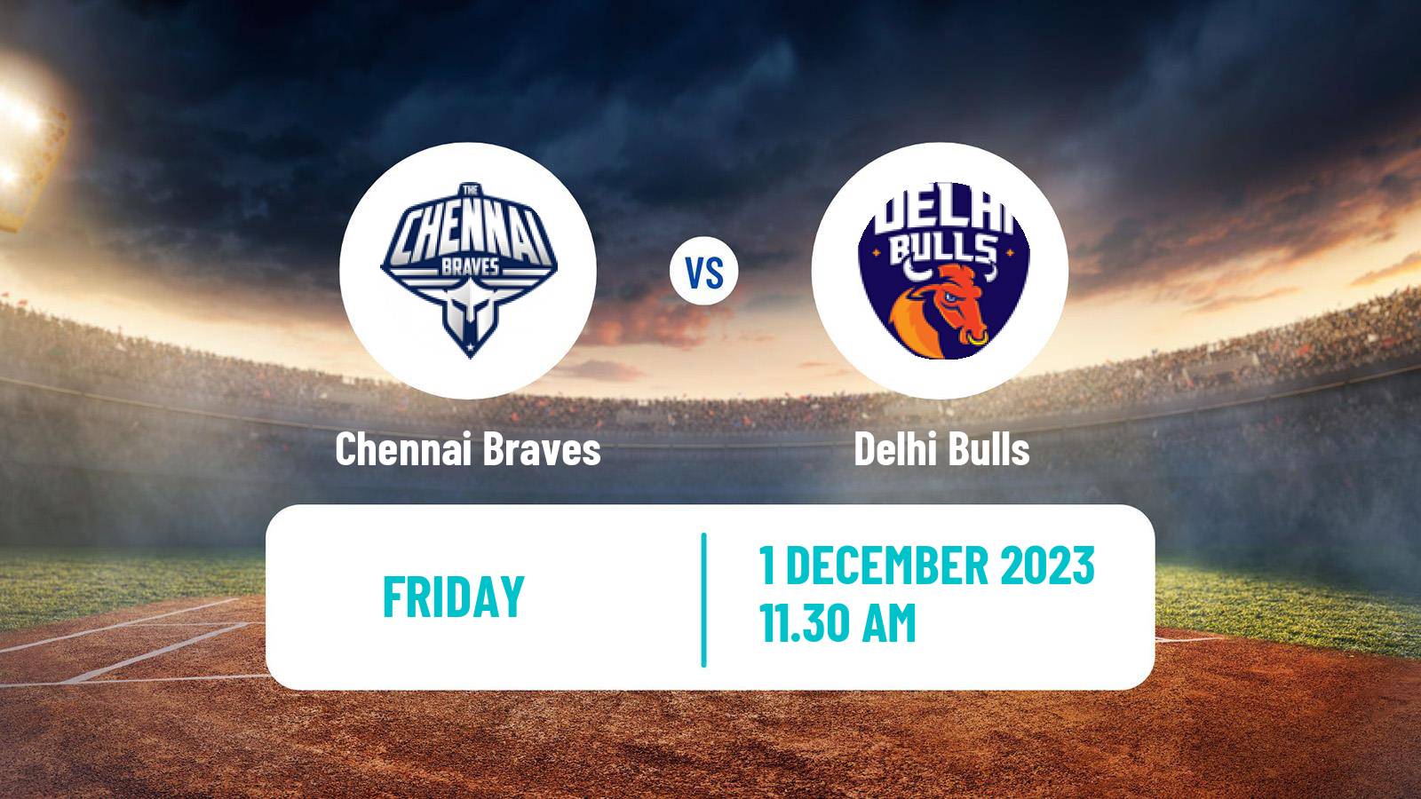 Cricket UAE T10 League Chennai Braves - Delhi Bulls