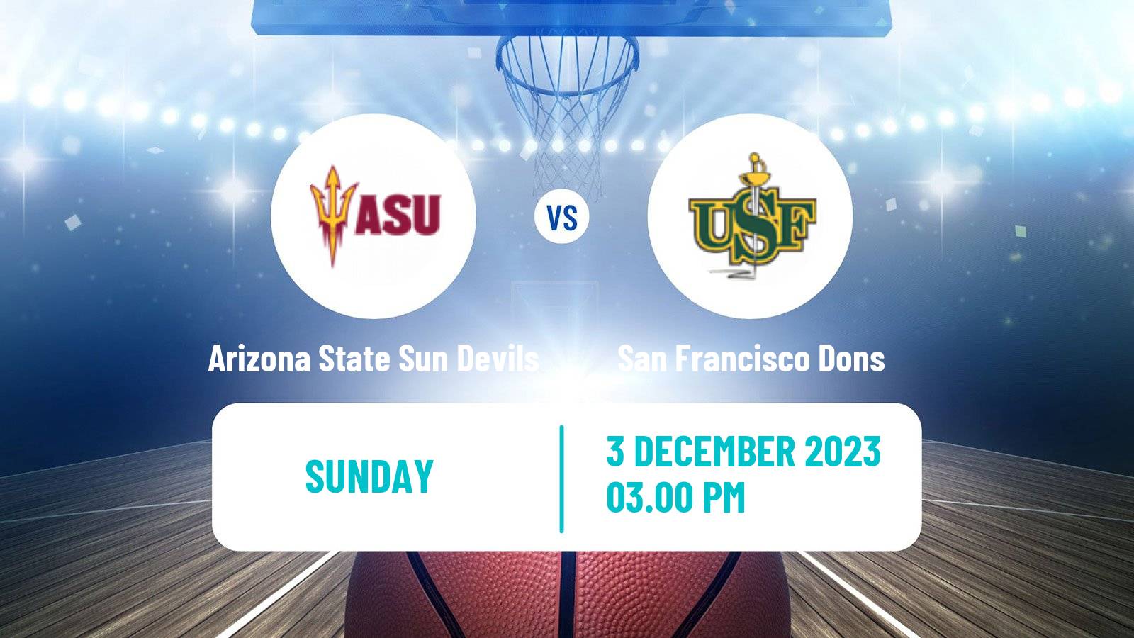 Basketball NCAA College Basketball Arizona State Sun Devils - San Francisco Dons