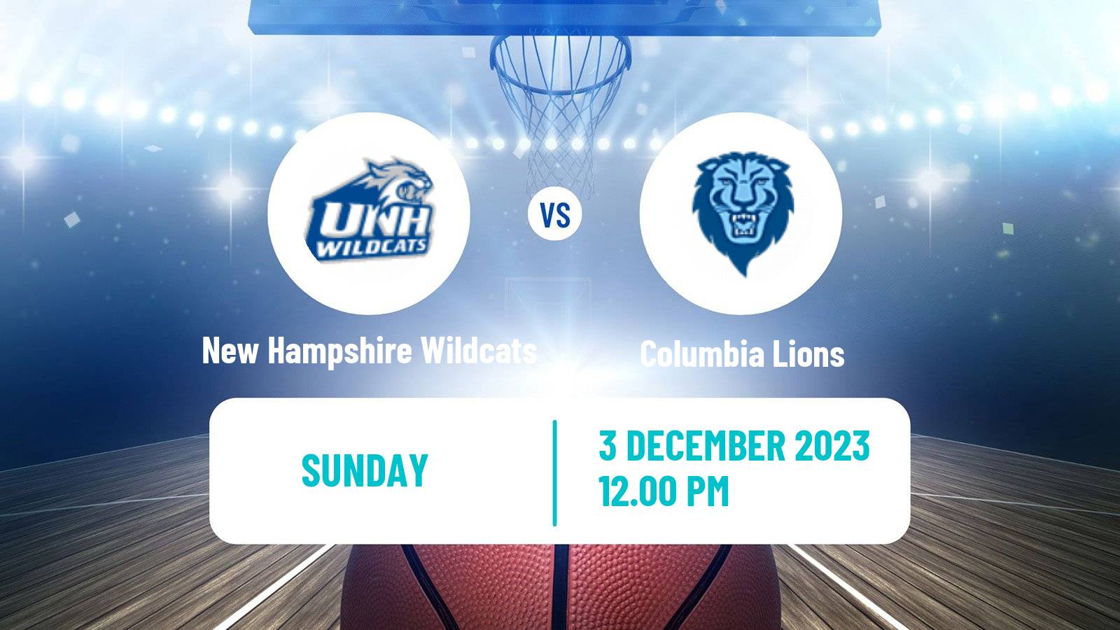 Basketball NCAA College Basketball New Hampshire Wildcats - Columbia Lions