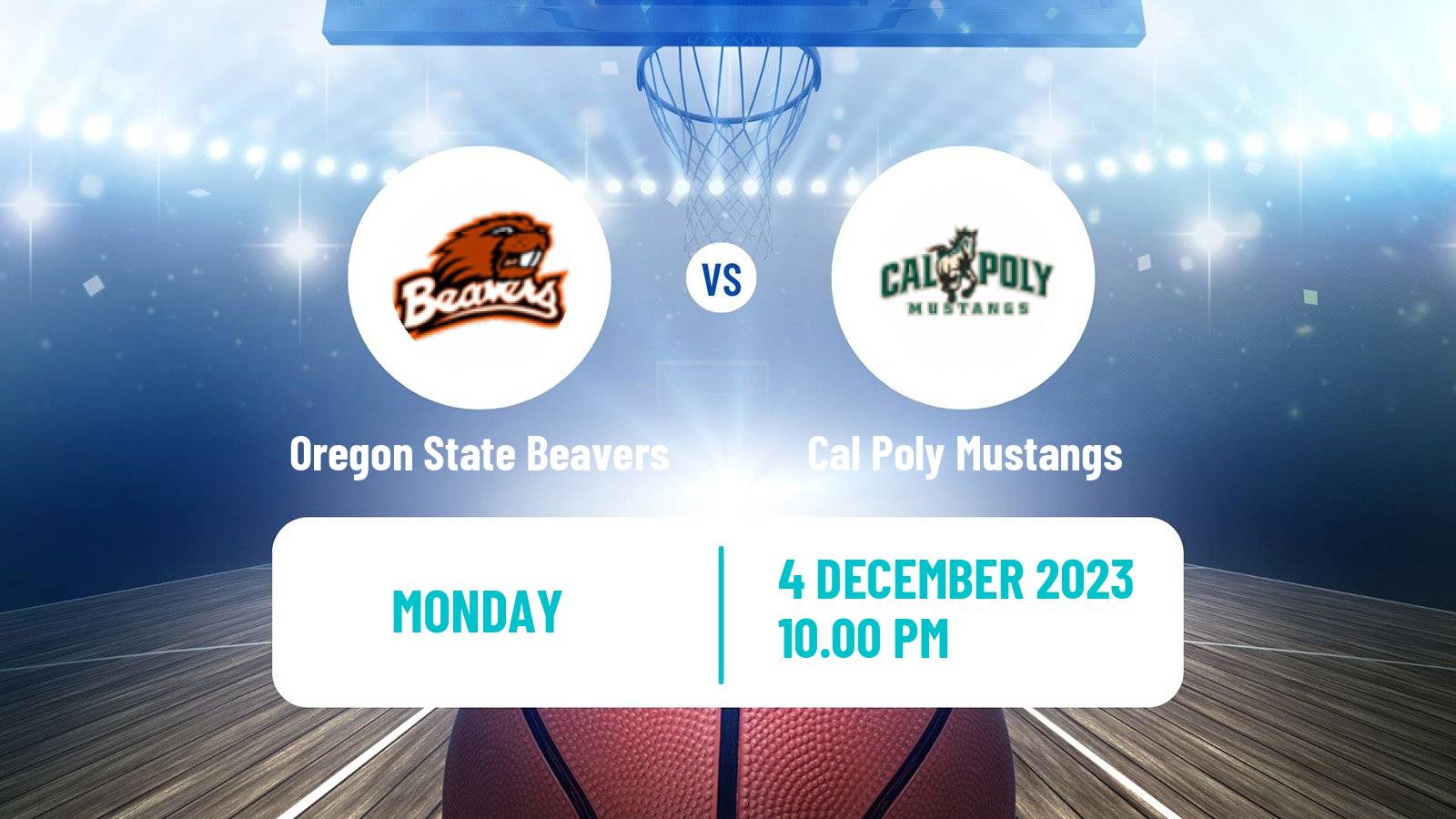 Basketball NCAA College Basketball Oregon State Beavers - Cal Poly Mustangs