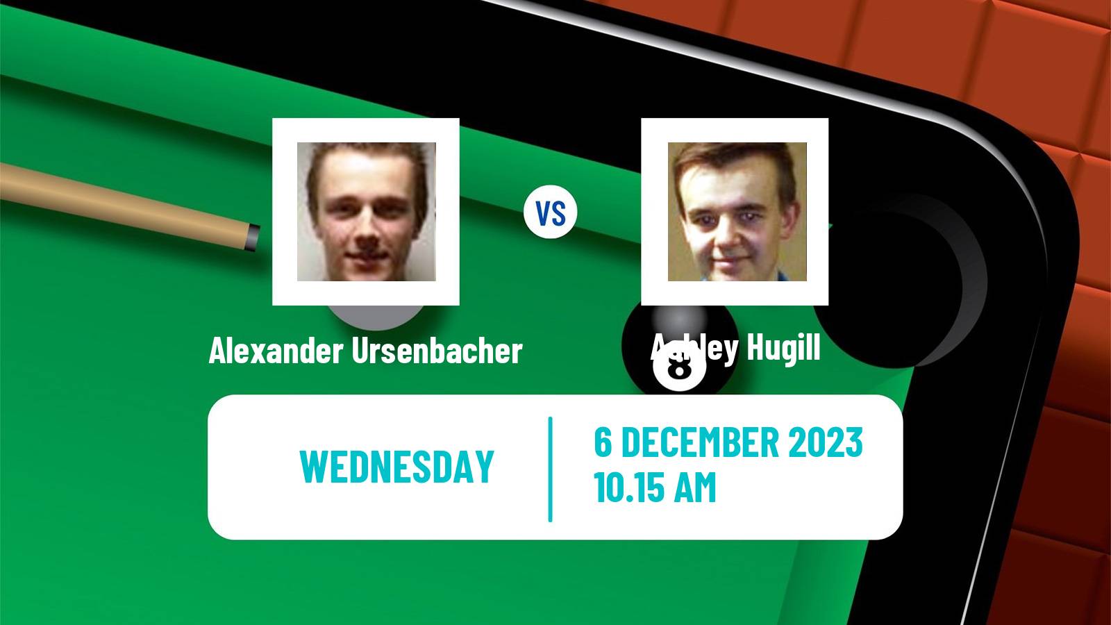 Snooker Snooker Shoot Out Alexander Ursenbacher - Ashley Hugill