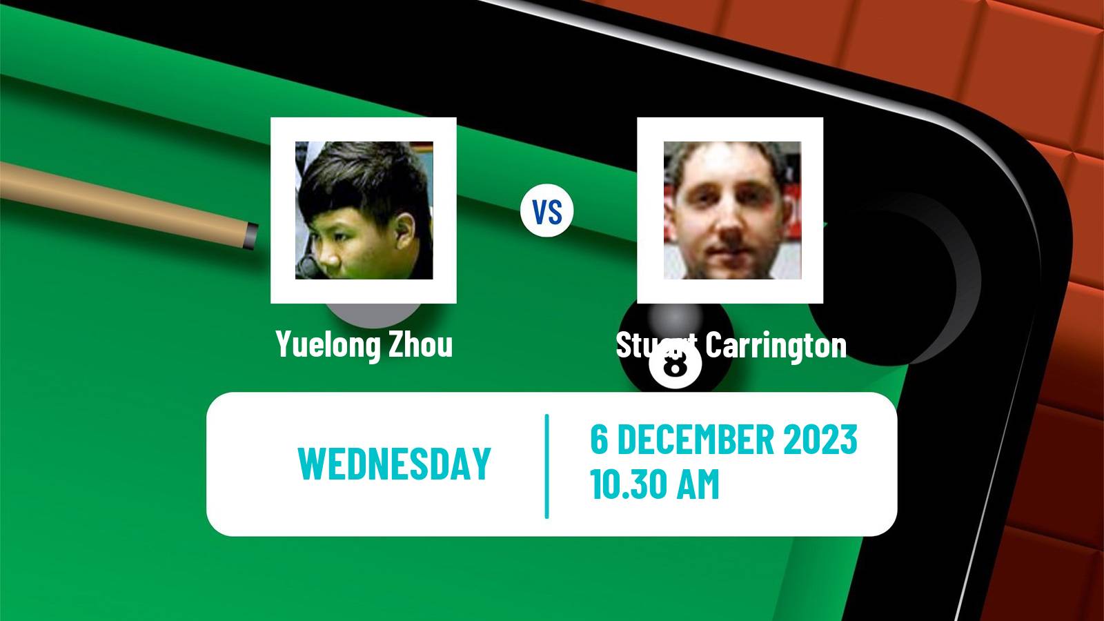 Snooker Snooker Shoot Out Yuelong Zhou - Stuart Carrington