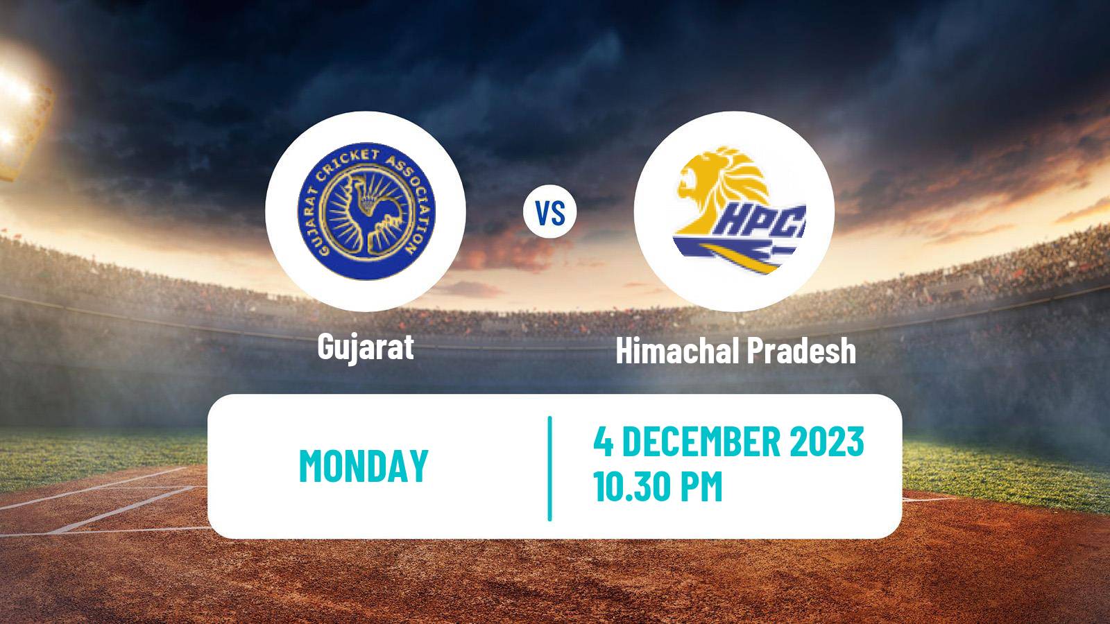 Cricket Vijay Hazare Trophy Gujarat - Himachal Pradesh