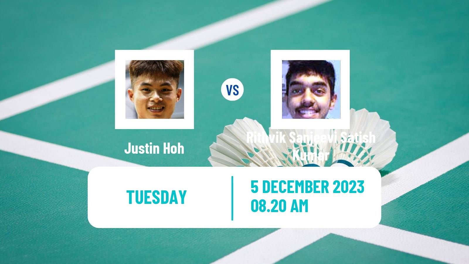 Badminton BWF World Tour Guwahati Masters Men Justin Hoh - Rithvik Sanjeevi Satish Kumar