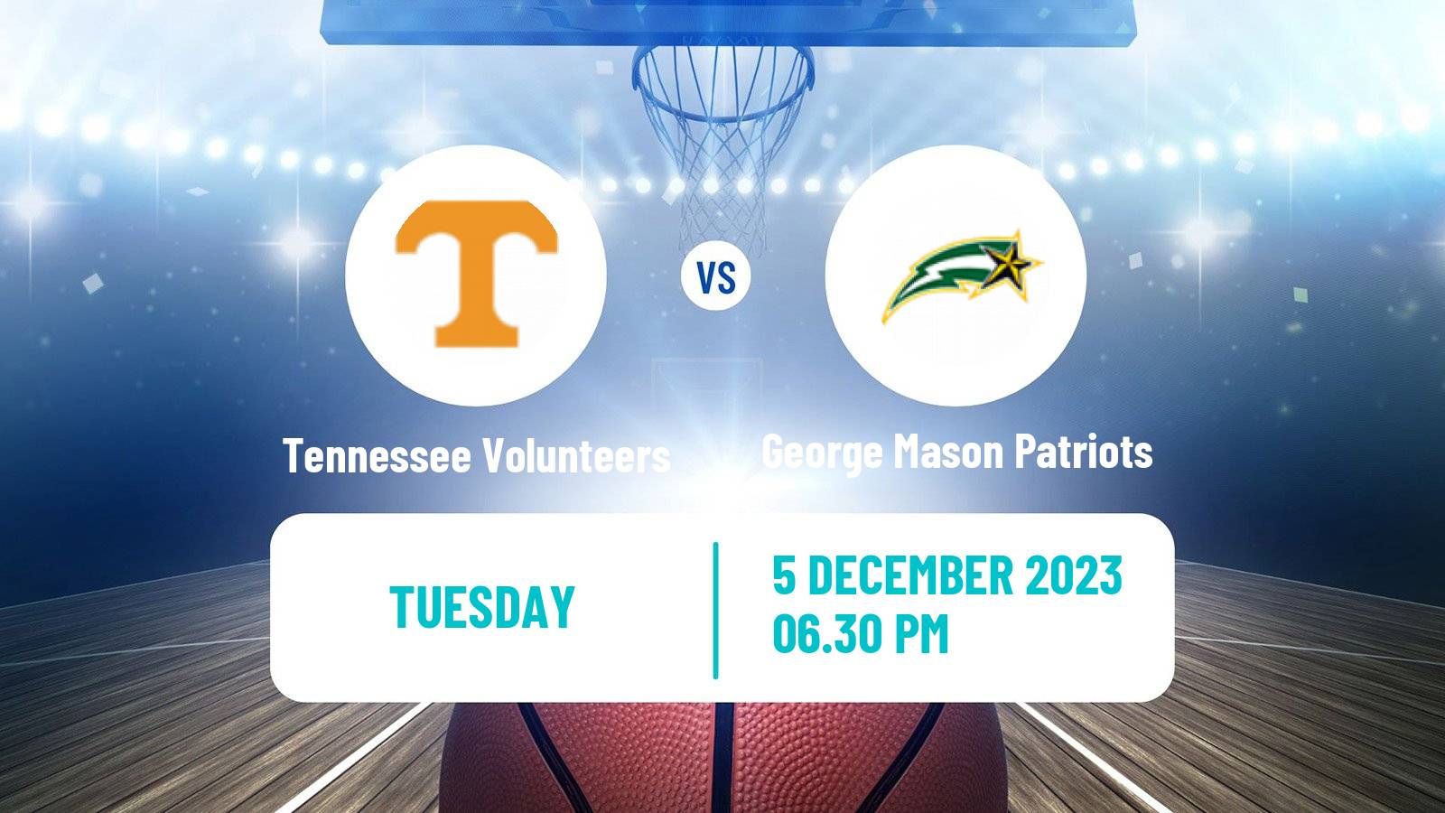 Basketball NCAA College Basketball Tennessee Volunteers - George Mason Patriots