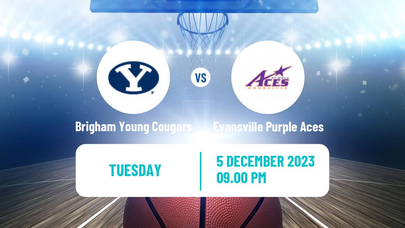 Basketball NCAA College Basketball Brigham Young Cougars - Evansville Purple Aces