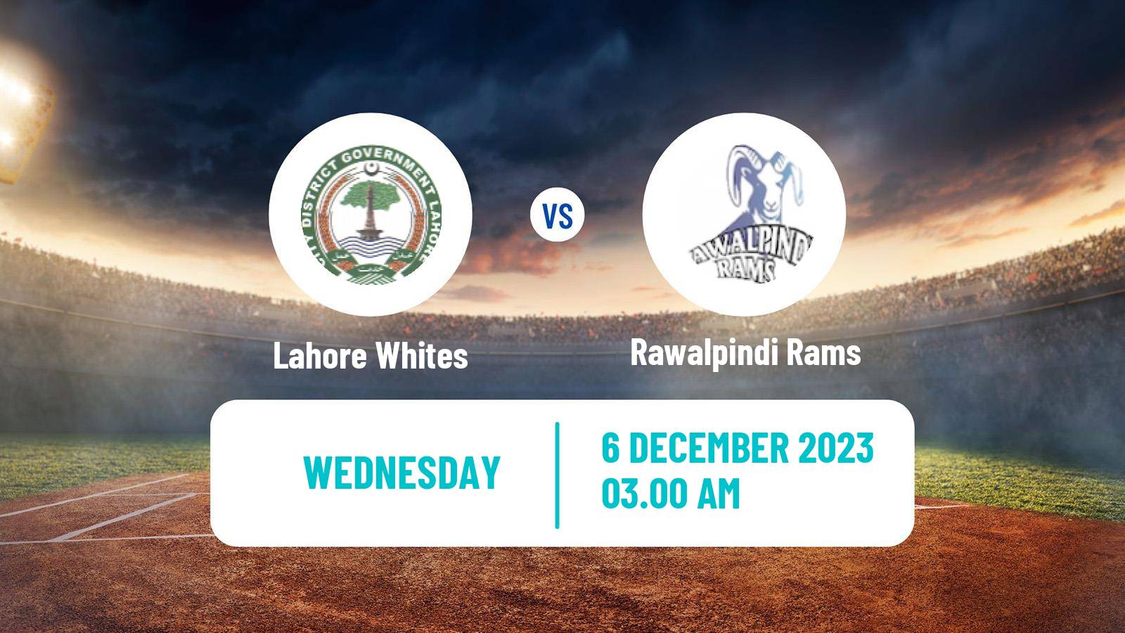 Cricket Pakistan T-20 Cup Lahore Whites - Rawalpindi Rams