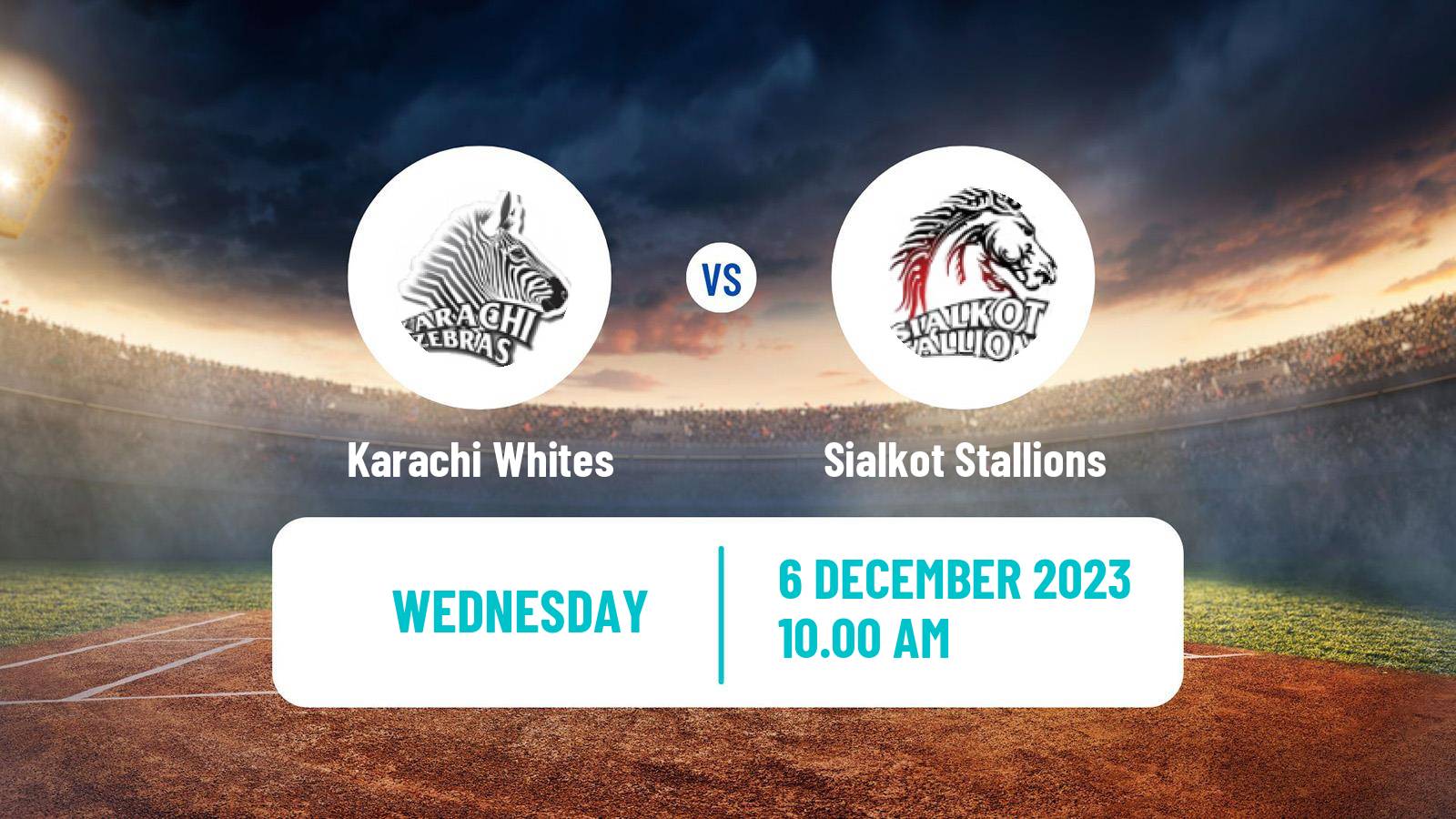 Cricket Pakistan T-20 Cup Karachi Whites - Sialkot Stallions