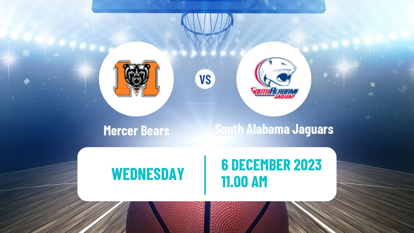 Basketball NCAA College Basketball Mercer Bears - South Alabama Jaguars