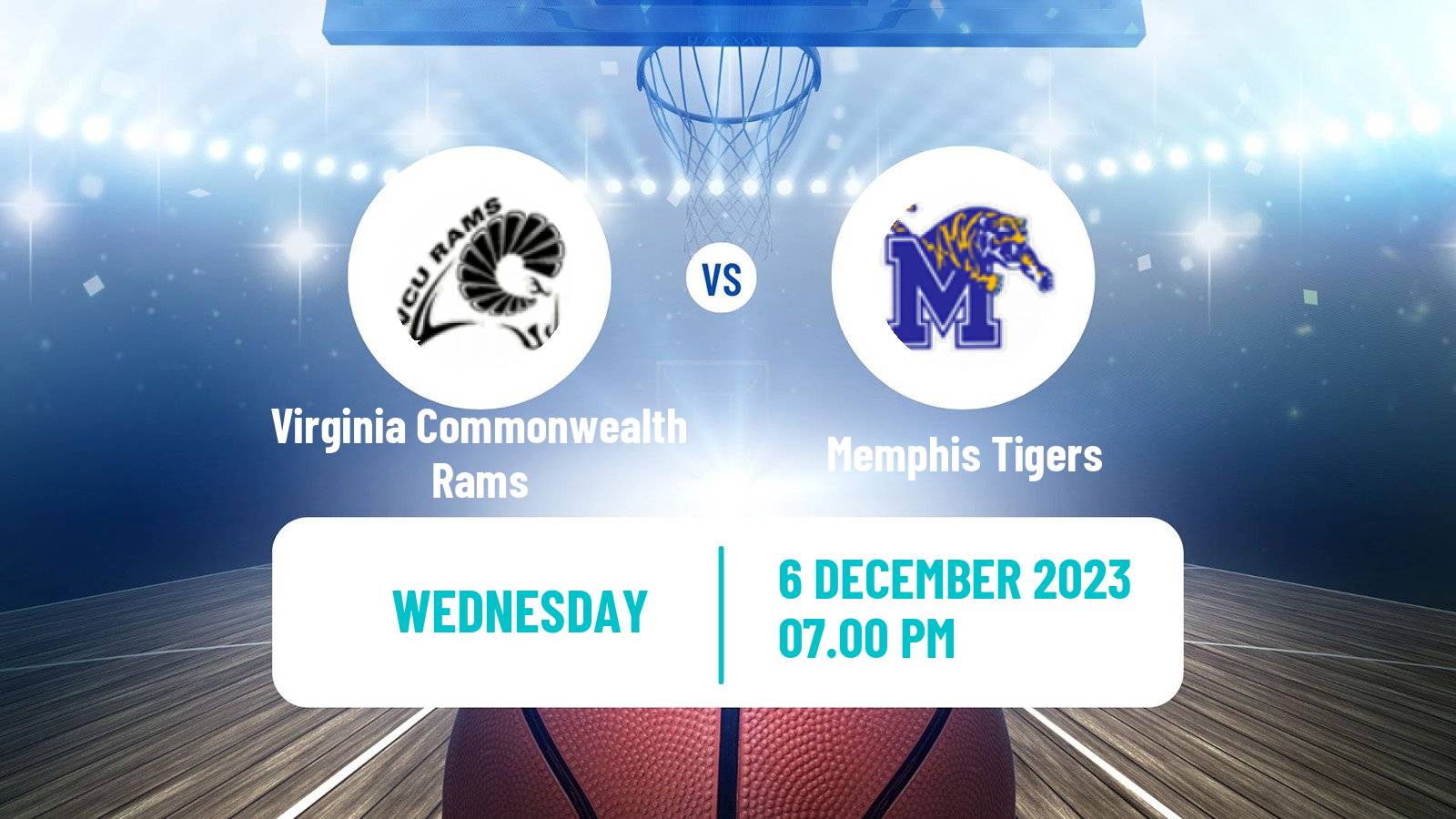 Basketball NCAA College Basketball Virginia Commonwealth Rams - Memphis Tigers