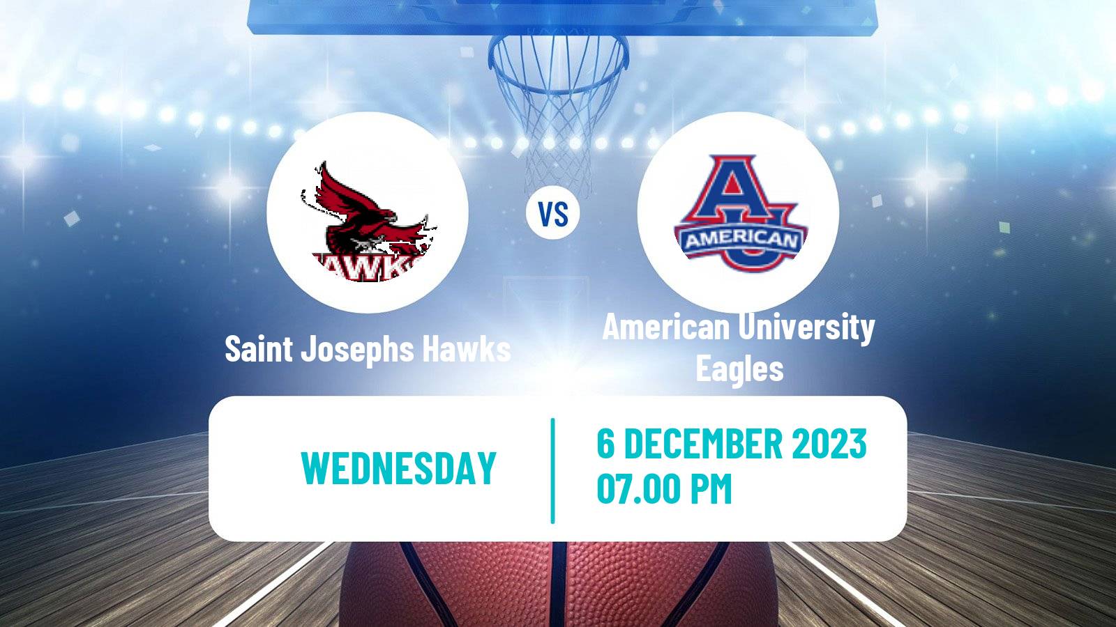 Basketball NCAA College Basketball Saint Josephs Hawks - American University Eagles