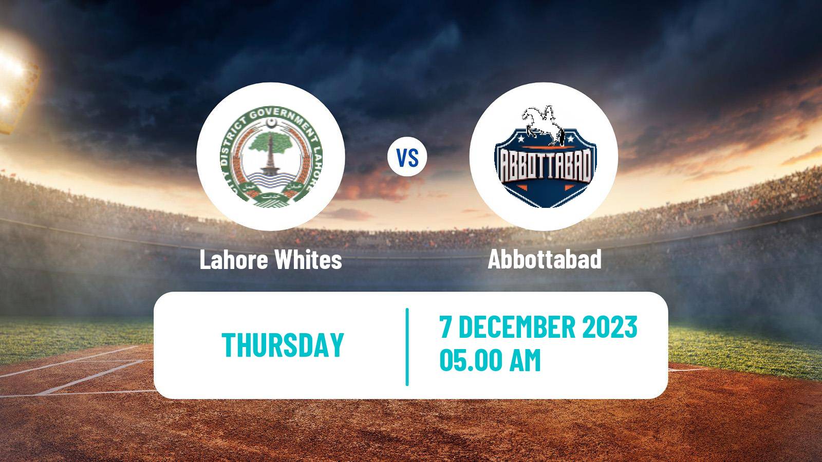Cricket Pakistan T-20 Cup Lahore Whites - Abbottabad