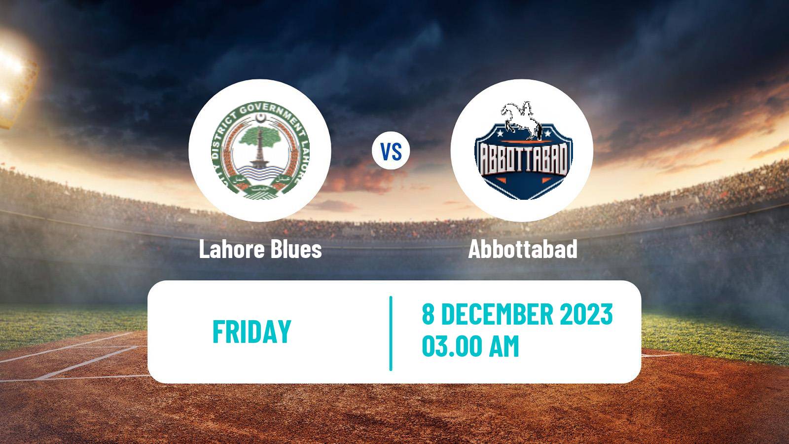 Cricket Pakistan T-20 Cup Lahore Blues - Abbottabad
