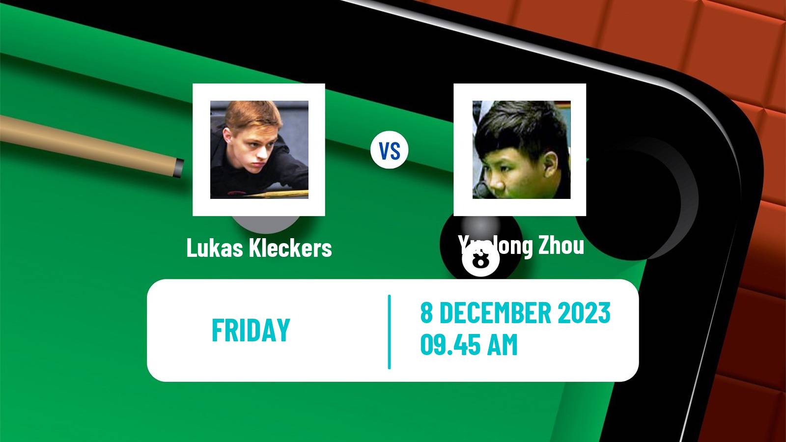 Snooker Snooker Shoot Out Lukas Kleckers - Yuelong Zhou