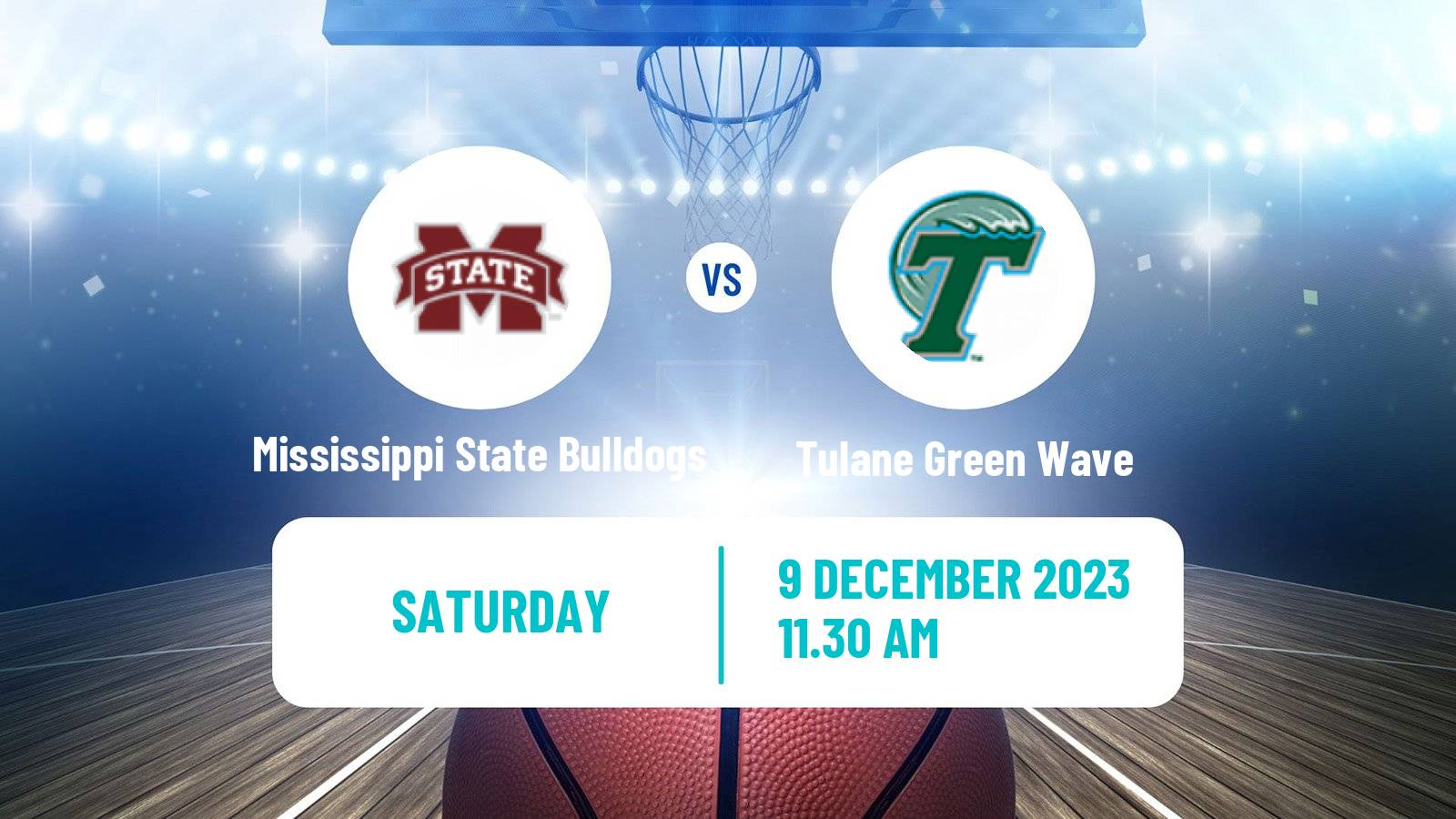Basketball NCAA College Basketball Mississippi State Bulldogs - Tulane Green Wave