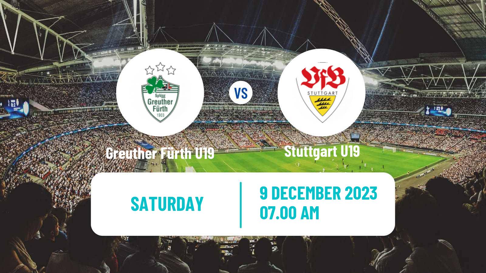 Soccer German Junioren Bundesliga South Greuther Fürth U19 - Stuttgart U19