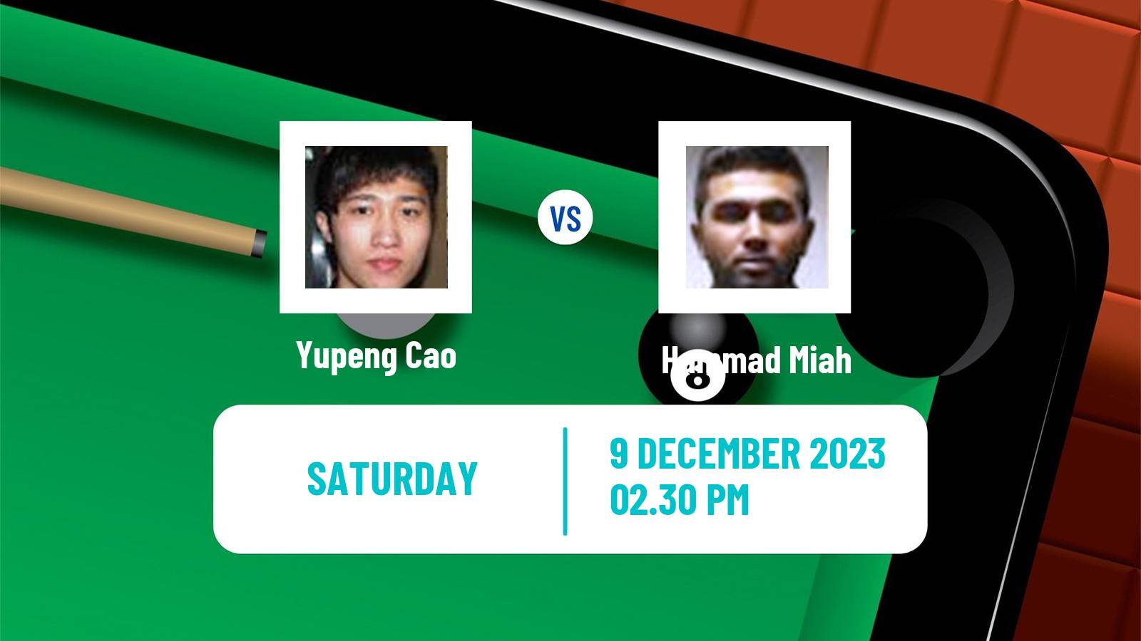 Snooker Snooker Shoot Out Yupeng Cao - Hammad Miah