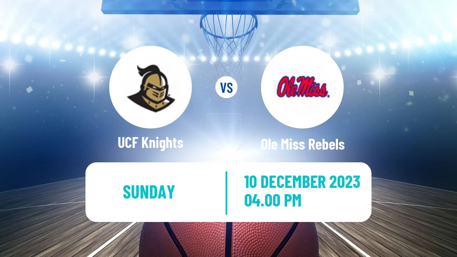 Basketball NCAA College Basketball UCF Knights - Ole Miss Rebels