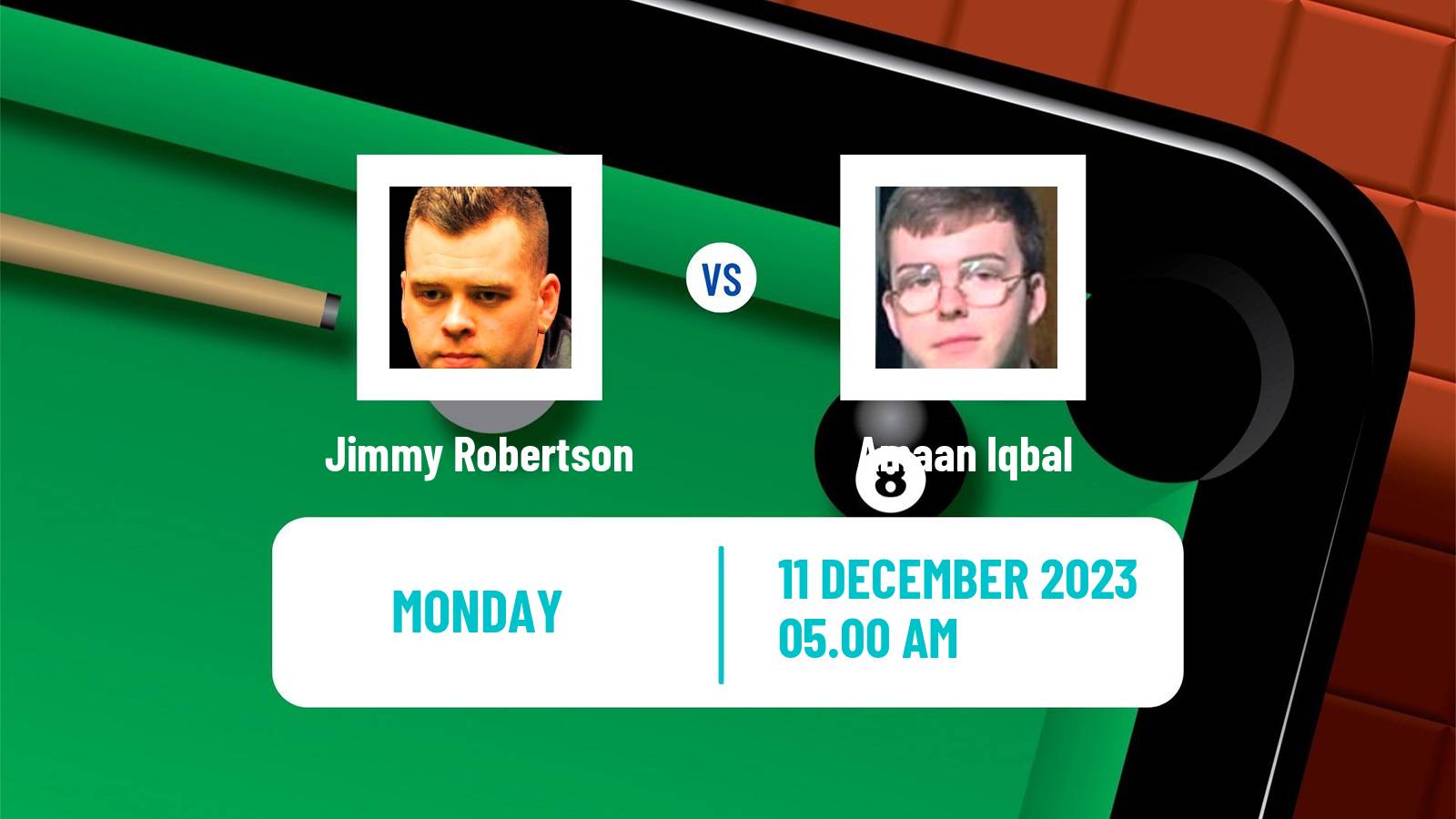 Snooker Scottish Open Jimmy Robertson - Amaan Iqbal