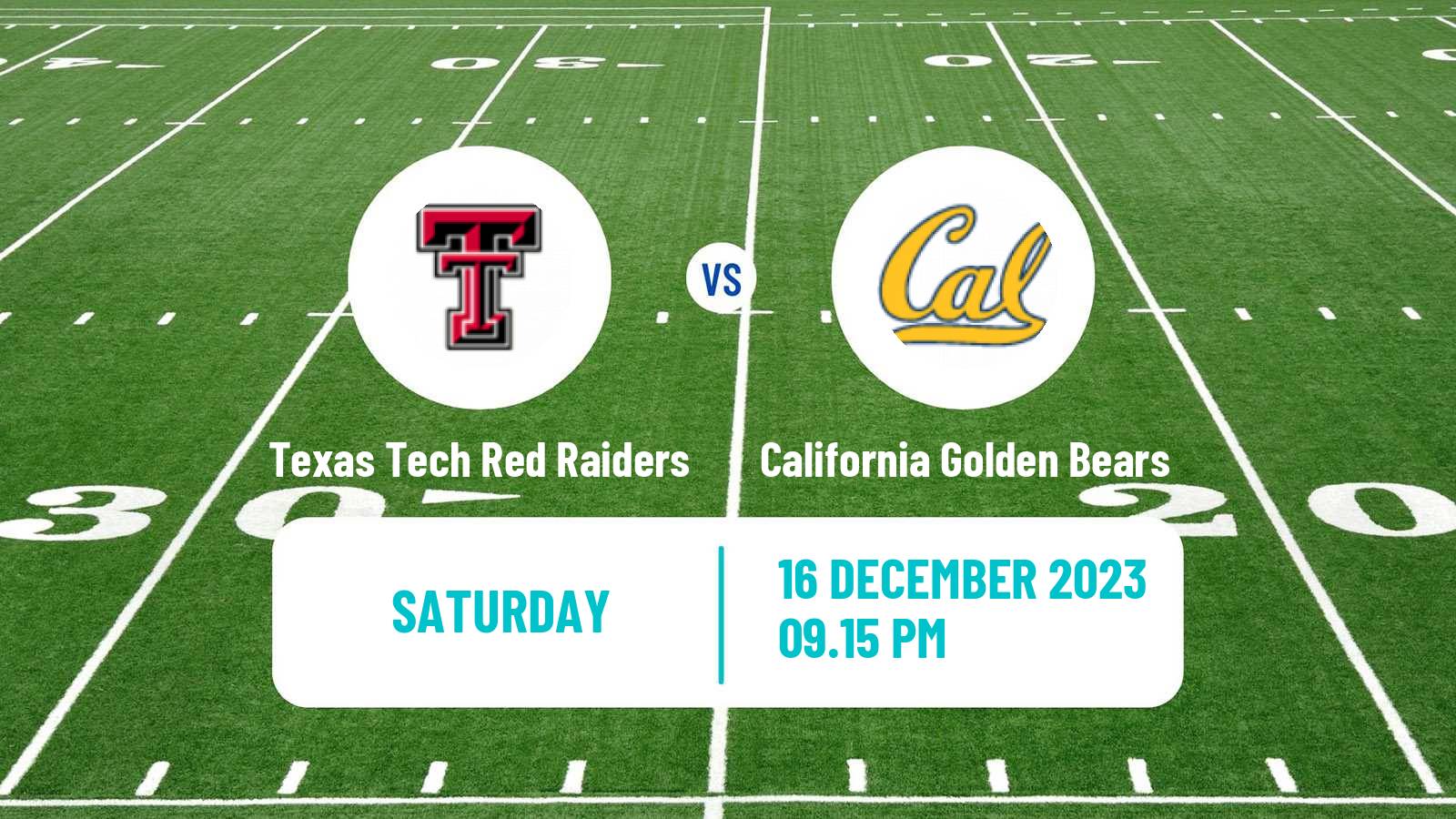 American football NCAA College Football Texas Tech Red Raiders - California Golden Bears