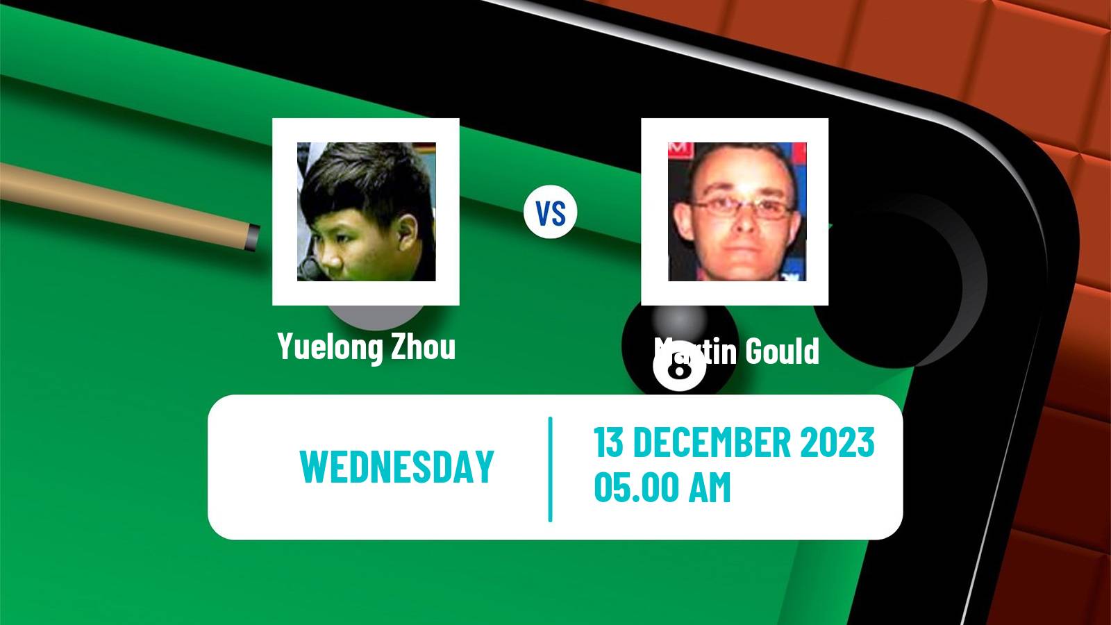 Snooker Scottish Open Yuelong Zhou - Martin Gould