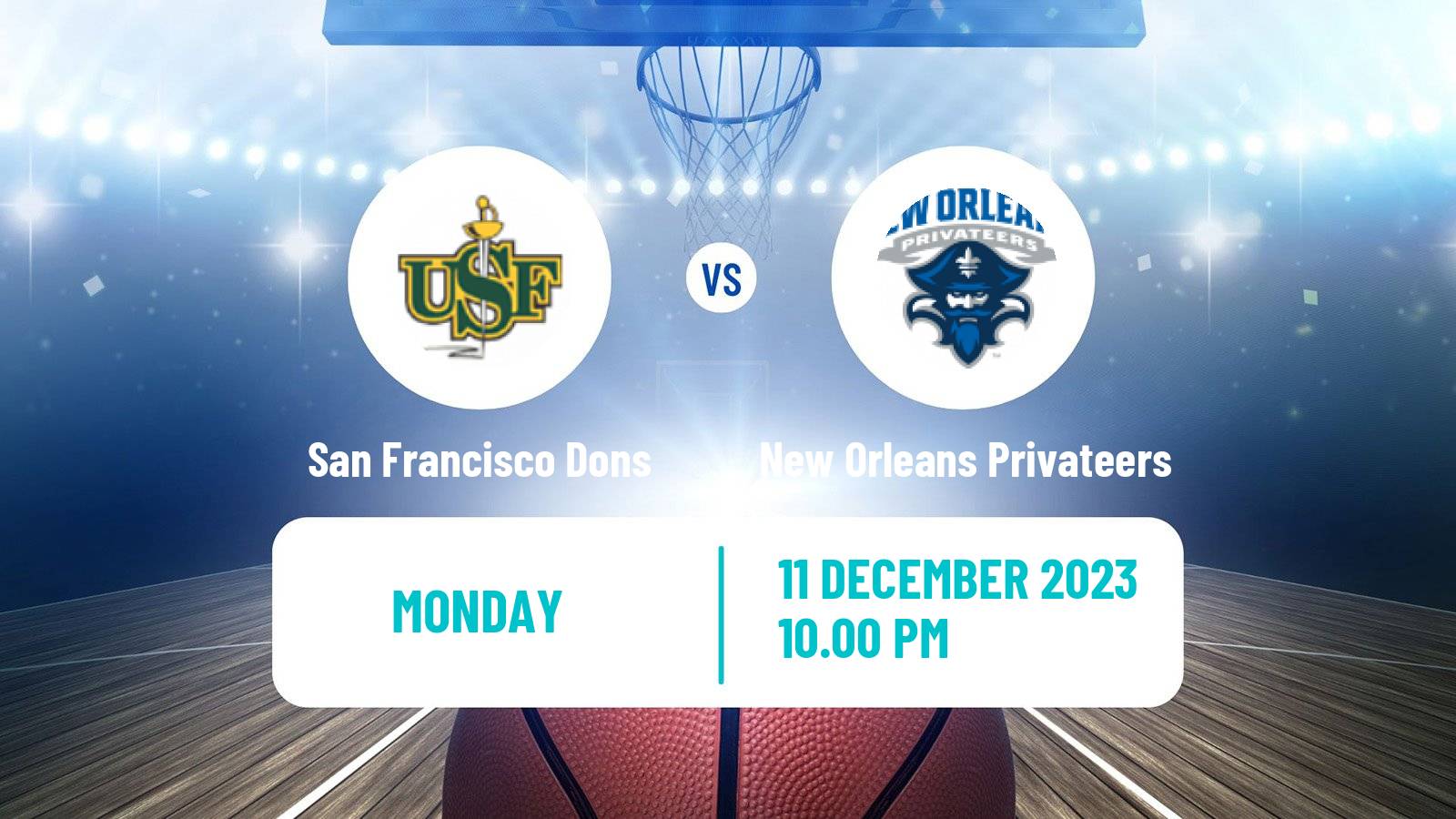 Basketball NCAA College Basketball San Francisco Dons - New Orleans Privateers
