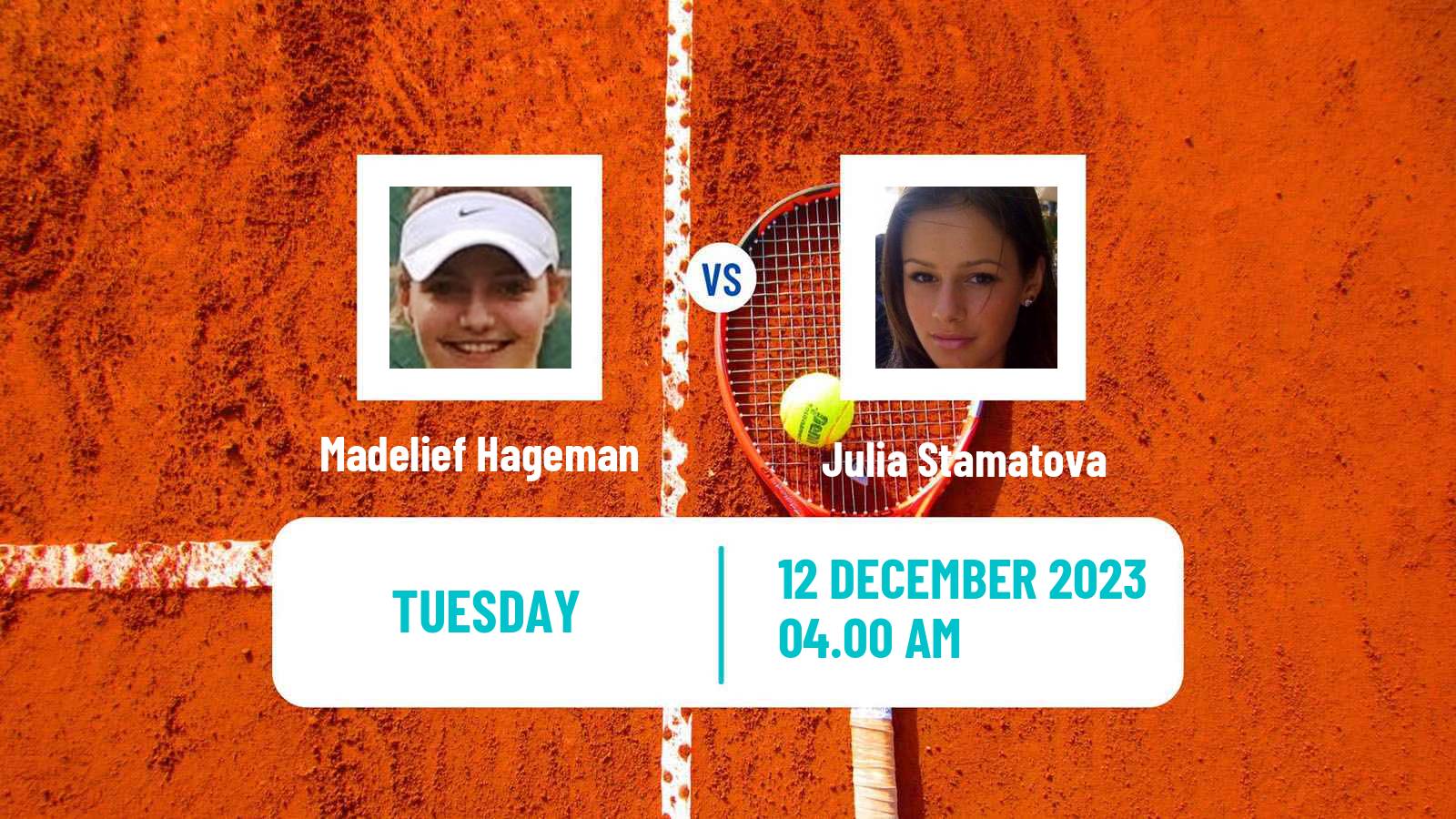 Tennis ITF W15 Antalya 22 Women Madelief Hageman - Julia Stamatova
