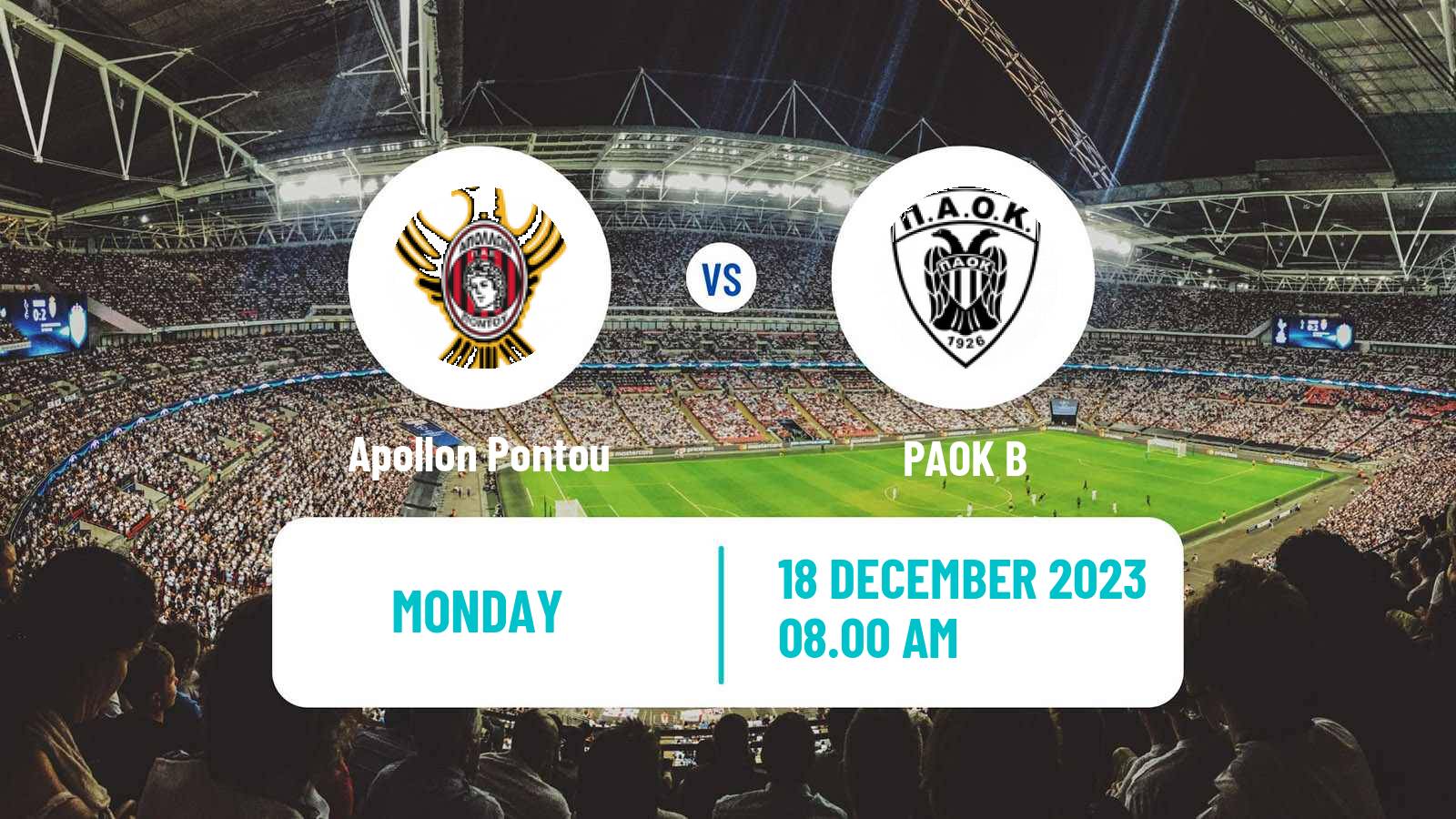 Soccer Greek Super League 2 Apollon Pontou - PAOK B
