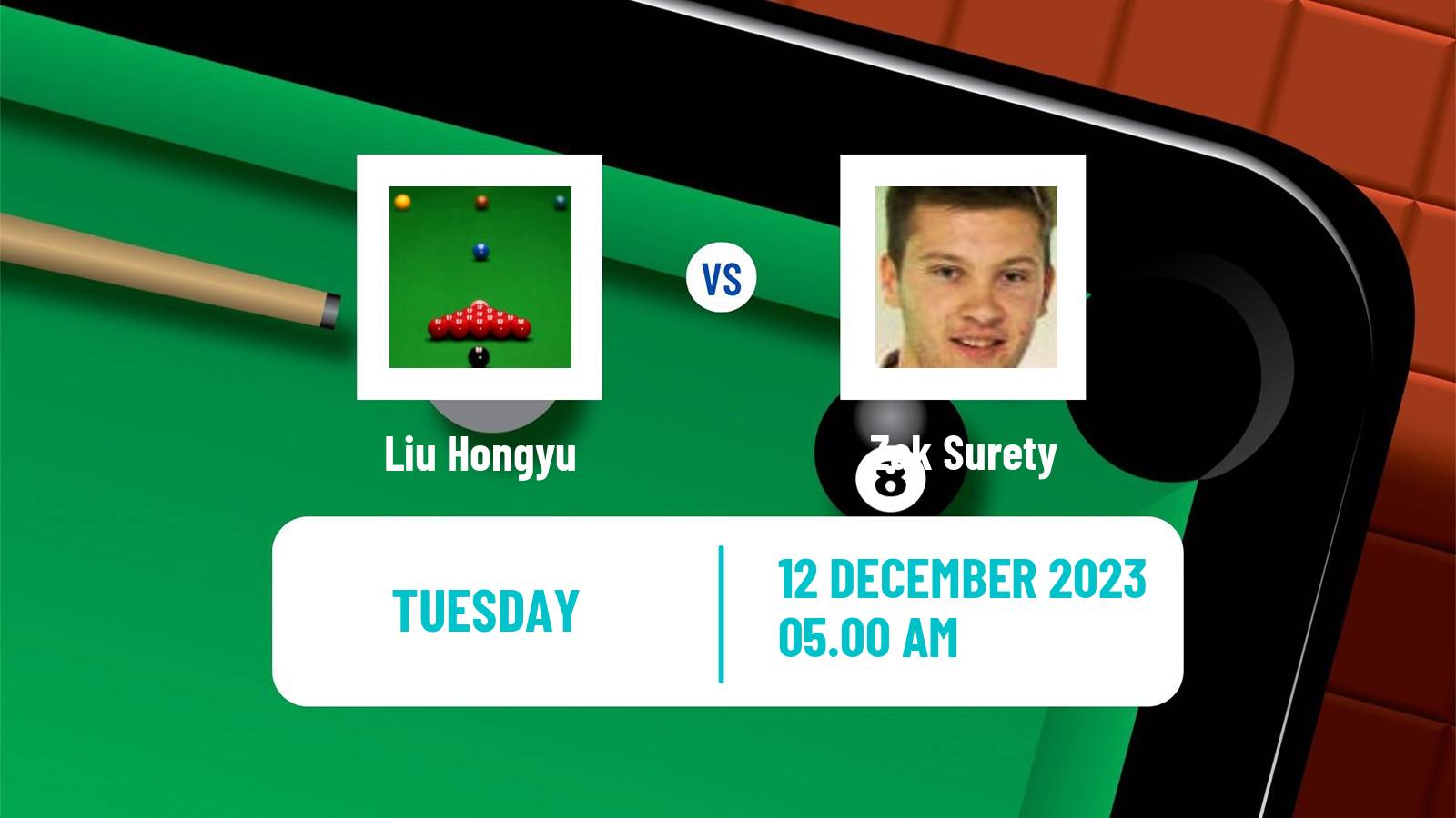 Snooker Scottish Open Liu Hongyu - Zak Surety