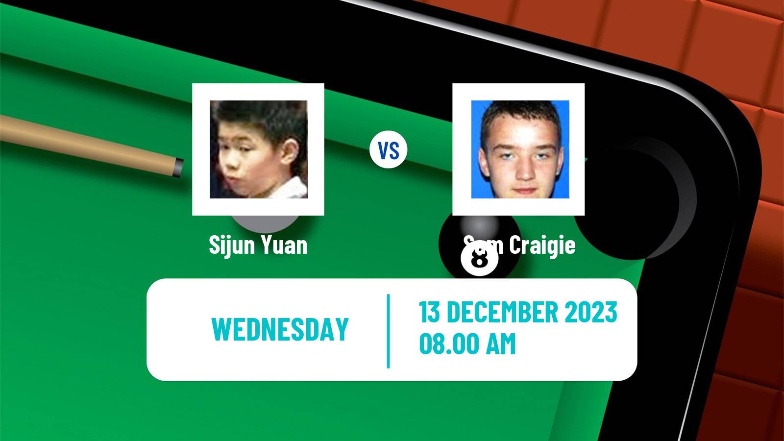 Snooker Scottish Open Sijun Yuan - Sam Craigie