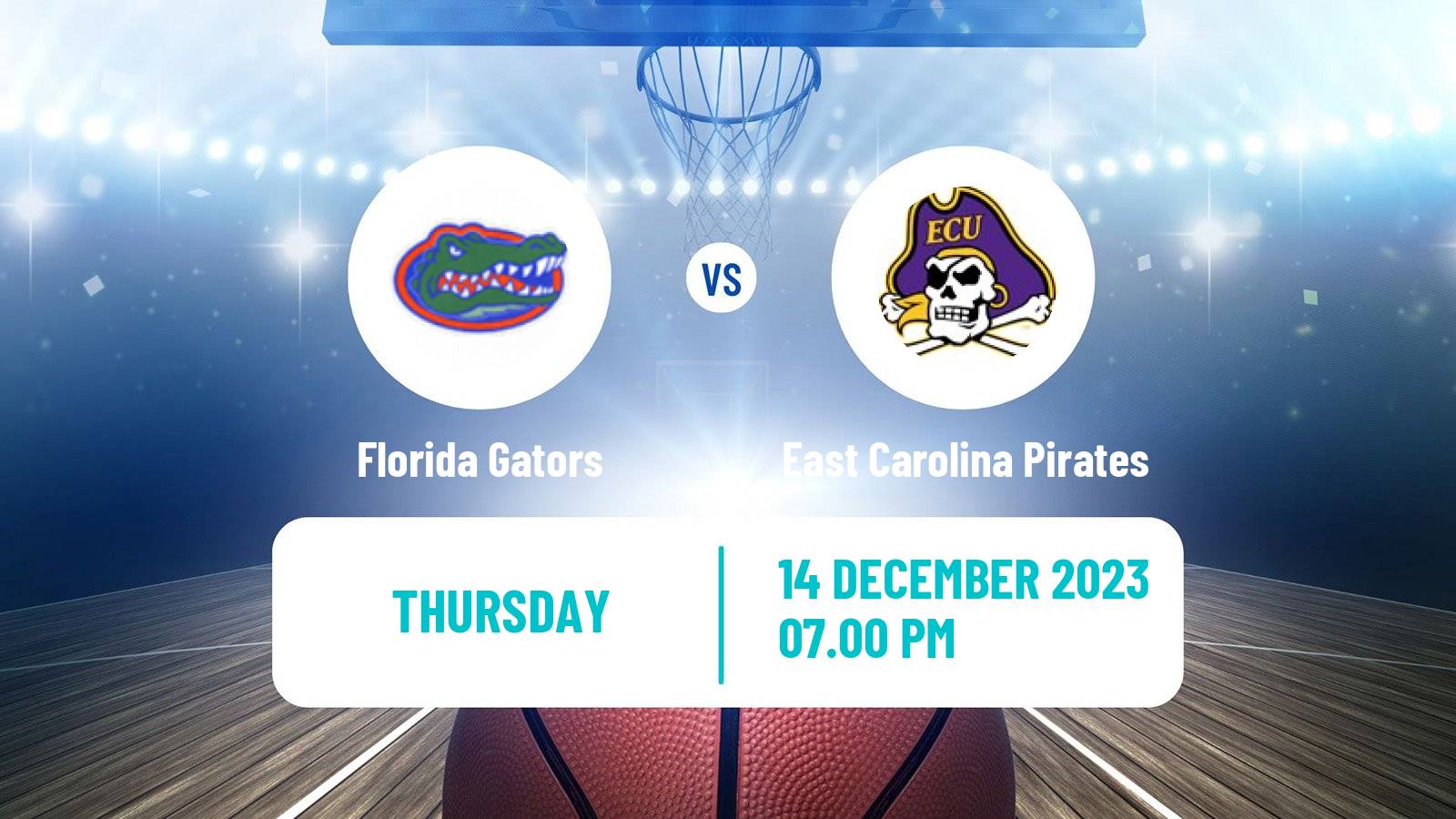 Basketball NCAA College Basketball Florida Gators - East Carolina Pirates