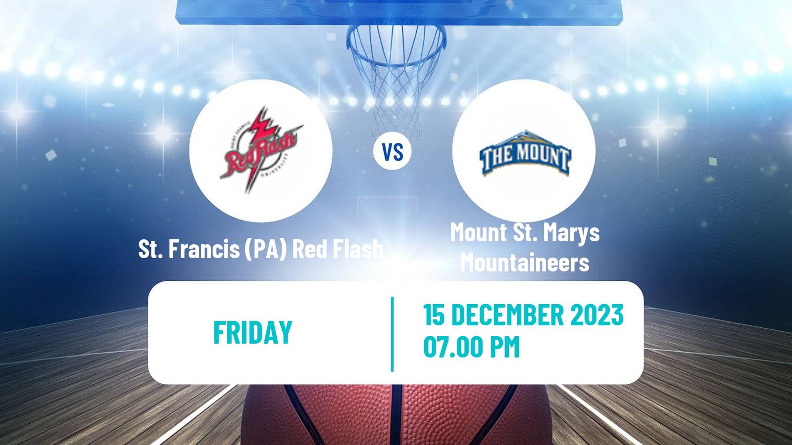 Basketball NCAA College Basketball St. Francis (PA) Red Flash - Mount St. Marys Mountaineers