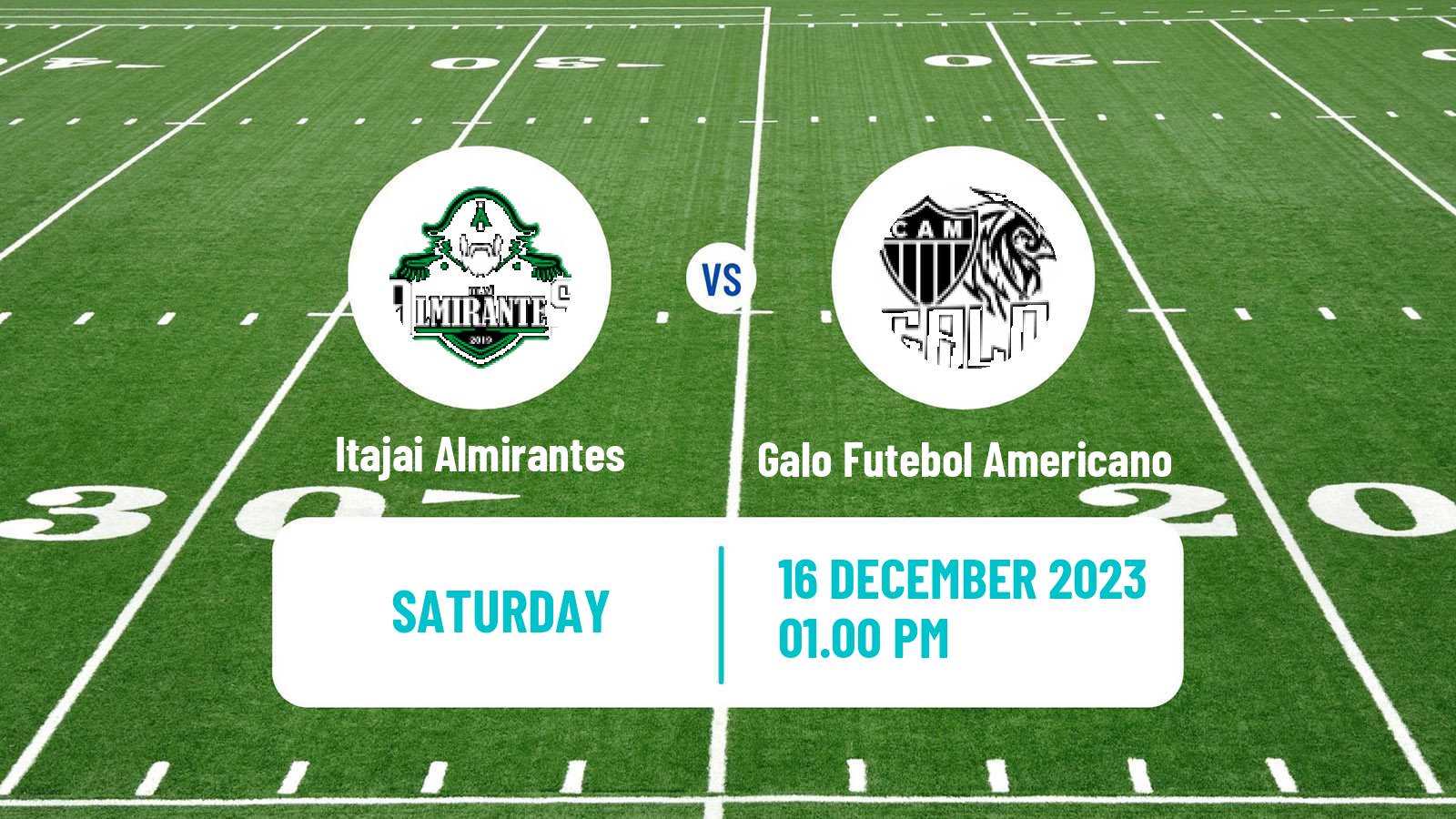 American football Brazilian BFA Itajai Almirantes - Galo Futebol Americano