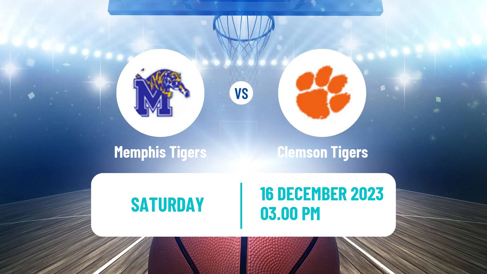 Basketball NCAA College Basketball Memphis Tigers - Clemson Tigers