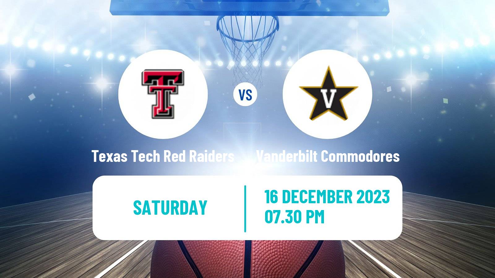 Basketball NCAA College Basketball Texas Tech Red Raiders - Vanderbilt Commodores