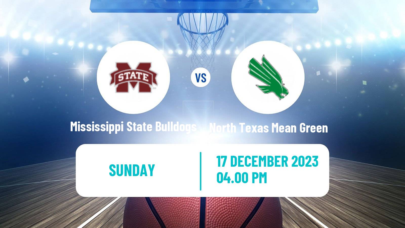Basketball NCAA College Basketball Mississippi State Bulldogs - North Texas Mean Green