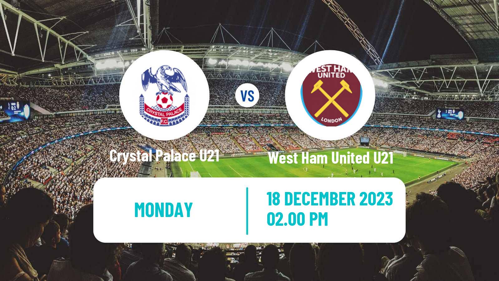 Soccer English Premier League 2 Crystal Palace U21 - West Ham United U21