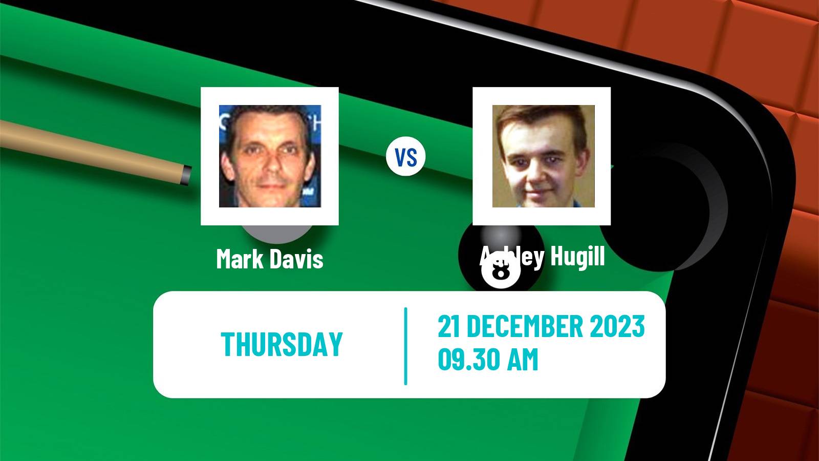 Snooker German Masters Mark Davis - Ashley Hugill