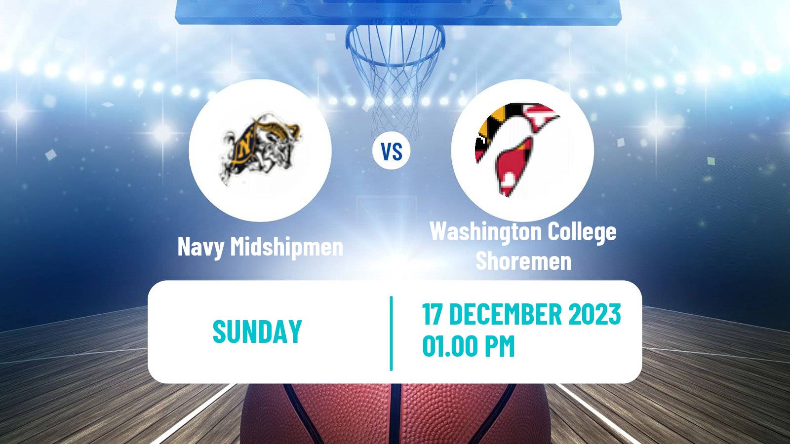 Basketball NCAA College Basketball Navy Midshipmen - Washington College Shoremen