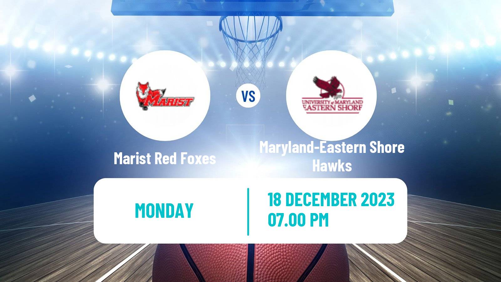 Basketball NCAA College Basketball Marist Red Foxes - Maryland-Eastern Shore Hawks