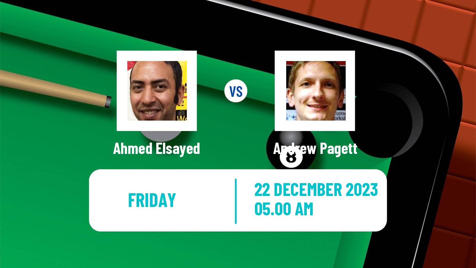 Snooker German Masters Ahmed Elsayed - Andrew Pagett