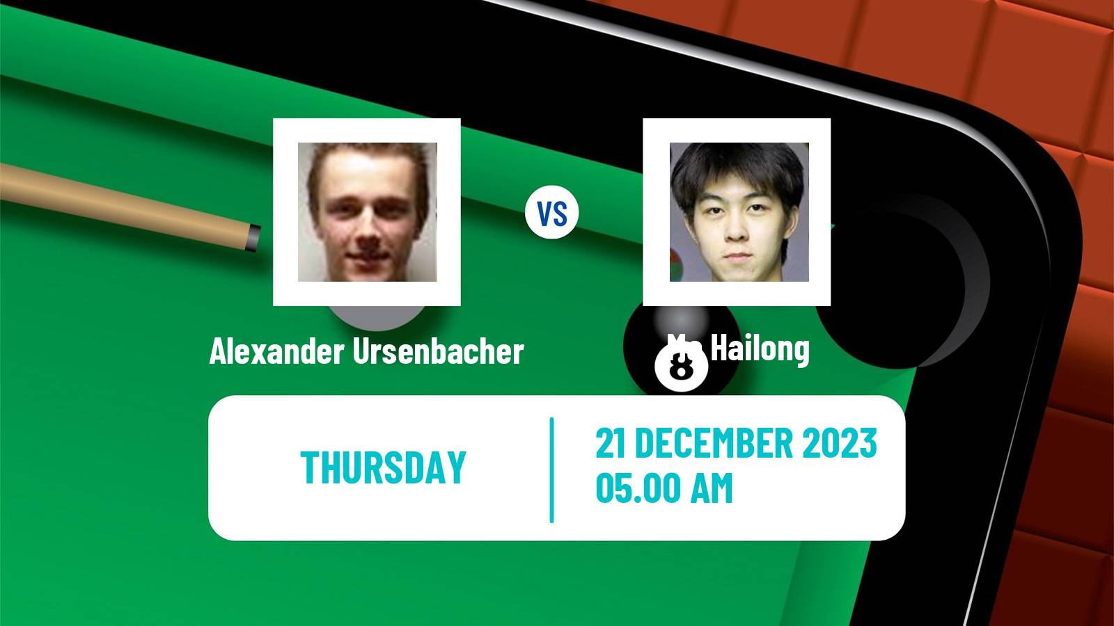 Snooker German Masters Alexander Ursenbacher - Ma Hailong