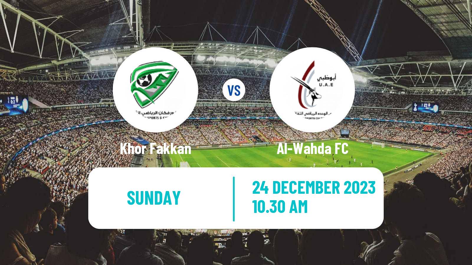Soccer UAE Football League Khor Fakkan - Al-Wahda